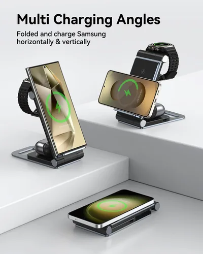 Miniatura 8 de Cargador inalámbrico para Samsung Estación de carga inalámbrica 3 en 1 Soporte de cargador inalámbrico plegable para Samsung S25 Ultra S24 S23 S22 Z