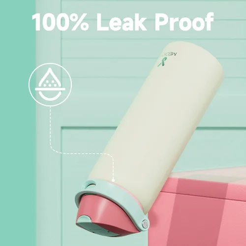 Miniatura 6 de Botella de agua aislada de 32 onzas con pajita: Botella de agua de metal de acero inoxidable Meoky con tapa 2 en 1 - A prueba de fugas, fría durante