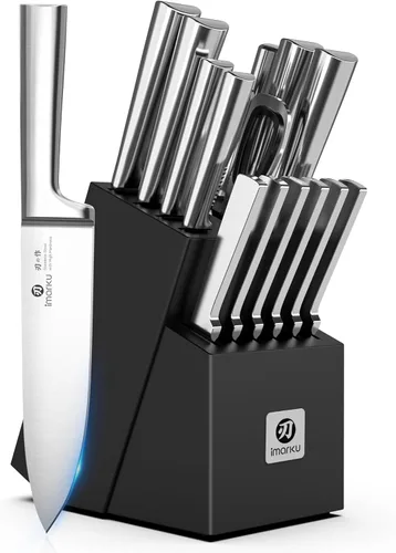 imarku Juego de Cuchillos – Juego de 15 Cuchillos de Cocina Japoneses de Acero Inoxidable de Alto Carbono para Cocina, Apto para Lavavajillas, Ultra