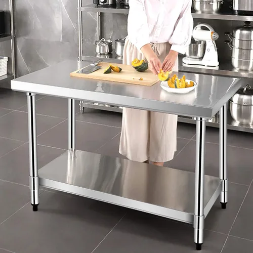 Miniatura 4 de Giantex mesa de acero inoxidable con estante inferior para cocina industrial. Mesa de trabajo para preparación de alimentos 24 x 36 pulgadas