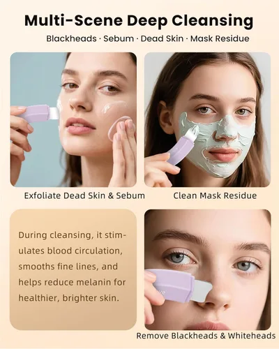 Miniatura 4 de Boloye Herramienta para quitar puntos negros, raspador facial de doble cabeza y limpiador de poros para limpieza facial profunda, raspador de nariz