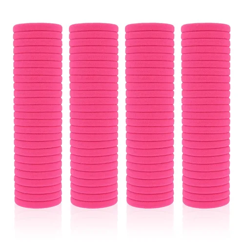 Miniatura 24 de Paquete de 100 ligas para el cabello sin costuras para mujeres y niñas, soportes para cola de caballo para cabello grueso (blanco)