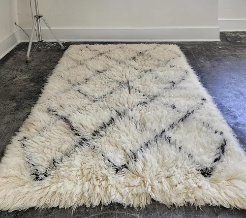 Miniatura 3 de Alfombras Flokati de diseño marroquí con estilo. Pelo ultra afelpado de 4 pulgadas. 100% lana natural. Alfombra de lana lanuda (3 x 5)