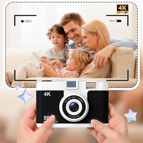 Miniatura 5 de Cámara para niños de 50.0 megapíxeles para niñas de 5 a 13 años con WiFi, MP3, grabación de video, videocámara digital para selfie para niños