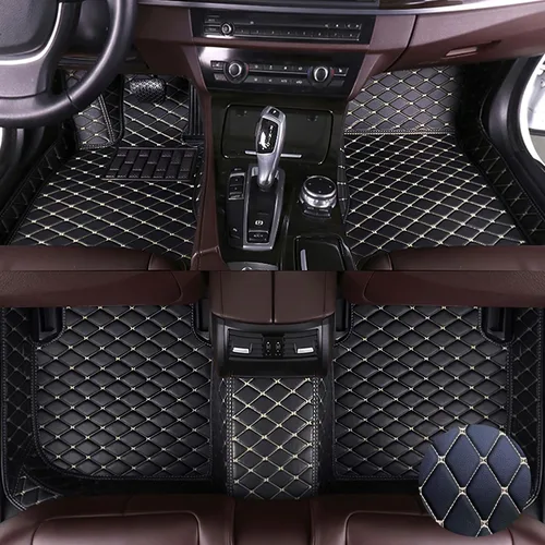Miniatura 11 de Alfombrillas de automóvil para Toyota Camry 2001-2006, revestimiento de cuero de lujo, protección para todo tipo de clima (juego completo, negro)