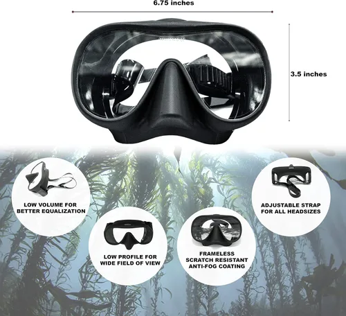 Miniatura 3 de Juego de máscara de buceo HD de gran angular y esnórquel de viaje, sin marco, vidrio templado, silicona suave de calidad, antivaho, resistente a