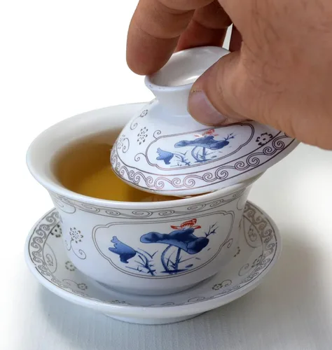 Miniatura 4 de GDLK Gaiwan Teacups Taza de té china Sopera Éxito Sancai Cover Bowl Gongfu Juego de té (loto)