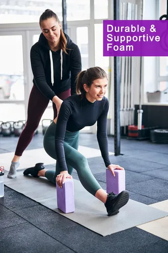 Miniatura 3 de Bloques de yoga, paquete de 2 unidades, espuma EVA de apoyo sin látex, bloques antideslizantes suaves con bordes biselados para yoga, pilates