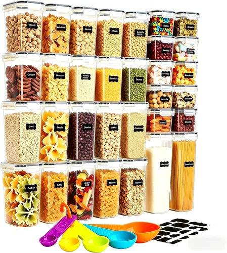 Miniatura 10 de 2 recipientes grandes de almacenamiento de alimentos de 6.5 litros/220 onzas, recipientes herméticos de plástico sin BPA para harina, azúcar