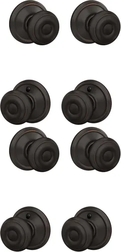 Miniatura 20 de SCHLAGE F51A GEO 619 BRK - Pomo georgiano con moldura Brookshire y cerradura de entrada con llave - Níquel satinado