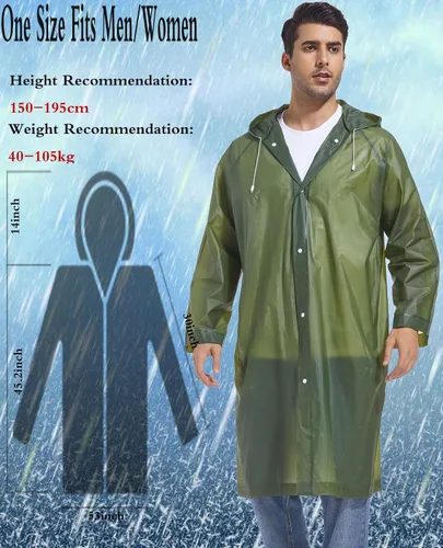Miniatura 61 de 2 abrigos de lluvia de Borogo para adultos, chaquetas de lluvia reutilizables para hombres y mujeres