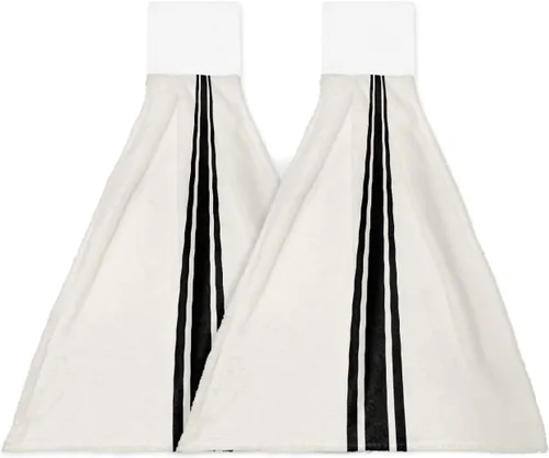 Miniatura 8 de Toallas de cocina colgantes estilo granja, retro, textil, textura a cuadros, toallas de mano con lazo para colgar, estilo granja, suaves