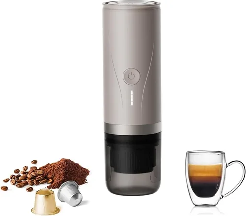 Máquina de café espresso portátil, mini cafetera eléctrica autocalentable, hasta 20 bar de presión, compatible con cápsulas NS y molienda fina,