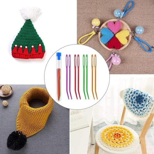 Miniatura 8 de Agujas de coser de reparación, aguja grande y agujas de tapiz gigantes con botella transparente para ganchillo y cuentas, acolchado y manualidades