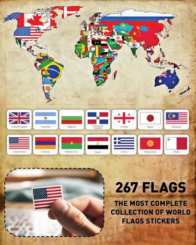 Miniatura 2 de Calcomanías de banderas del mundo – Juego de banderas de país premium y calcomanías de bandera pequeña – Banderas del mundo duraderas y calcomanías