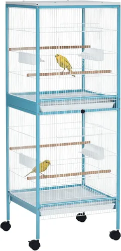 Miniatura 10 de PawHut Jaula grande para pájaros con 1.7 pies de ancho para envergadura, pajarero para interiores con diseño de varias puertas, apto para canario
