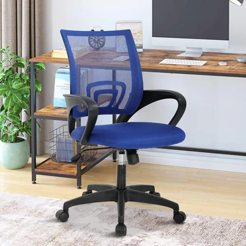 Miniatura 12 de Silla de escritorio ergonómica, sillas de oficina ajustables, silla de computadora con ruedas y soporte lumbar, sillas de oficina con respaldo medio