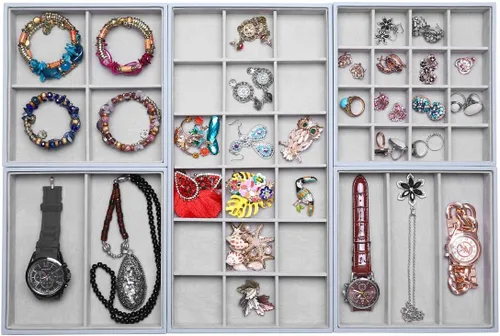 Miniatura 22 de Bandejas mágicas apilables para joyas, organizador de cajones de armario para accesorios, gadgets y cosméticos, caja de almacenamiento
