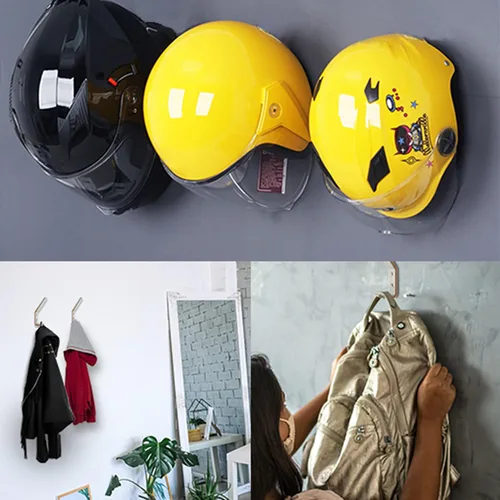 Miniatura 6 de Deloky Paquete de 4 ganchos para casco de motocicleta, bolsas para chaquetas, montaje en pared, gancho de tela con tornillos de montaje