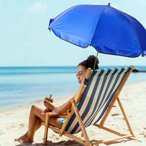 Miniatura 6 de Buryeah Paraguas automático para silla con abrazadera universal de 44 pulgadas, UPF 50+, abrazadera portátil en silla de playa, sombrilla ajustable