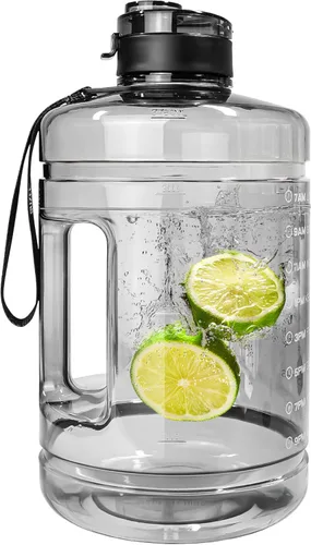Miniatura 8 de Botella de agua grande con marcador de tiempo motivacional, jarra de agua con asa, botella deportiva transparente para gimnasio, campamento, 22oz