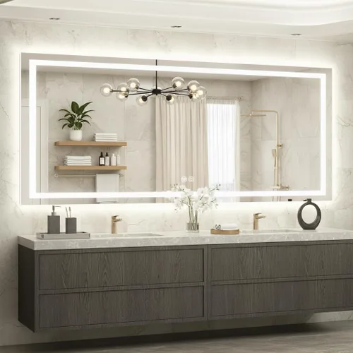 Miniatura 15 de Espejo de tocador LED de 24 x 36 para baño, espejo LED frontal y retroiluminado para baño con 3 luces de color, espejo de tocador de pared