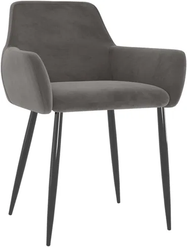 Miniatura 3 de Juego de 2 sillas de comedor modernas tapizadas de terciopelo gris oscuro con patas cónicas resistentes, diseño ergonómico para comedor y cocina
