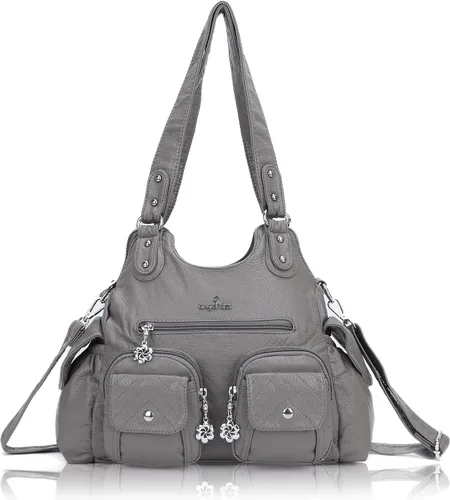 Angel Kiss Bolsos de mano para mujer, bolso grande de piel sintética suave, con múltiples bolsillos, bolso de hombro con asa superior