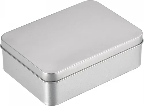 Miniatura 11 de uxcell Caja de Lata de Metal, 3.54" x 3.54" x 2.17" Recipientes Rectangulares Vacíos de Hojalata con Tapas, Tono Plateado, para Organizador