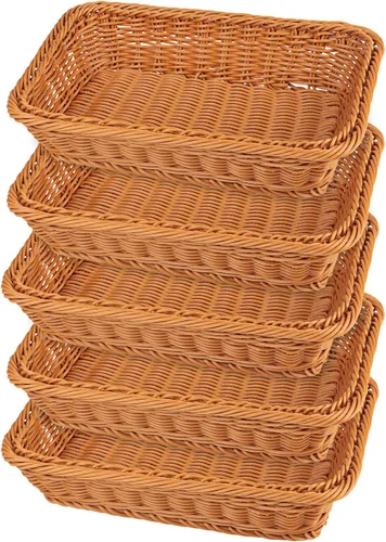 Miniatura 7 de 3 piezas de cesta de mimbre para pan de 16 pulgadas, cesta de servicio tejida, cesta de servicio de alimentos de mesa para restaurante, panadería
