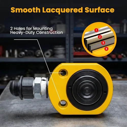 Miniatura 4 de NEWTRY Gato Hidráulico Ram Jack 10T Cilindro Hidráulico de Perfil Bajo Ram Jack Multi-Sección 1" Carrera Cilindro de Elevación Mini Portátil