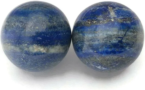 Miniatura 3 de Top Chi Bolas de baoding de lapislázuli con bolsa de transporte para terapia de manos, ejercicio y alivio del estrés (grande de 2 pulgadas)