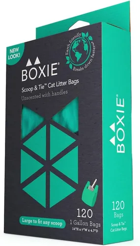 Miniatura 2 de Boxie - Bolsas de basura sostenibles para mascotas, 120 unidades, a prueba de fugas, asas fáciles de atar, ecológicas, control de olores, tecnología