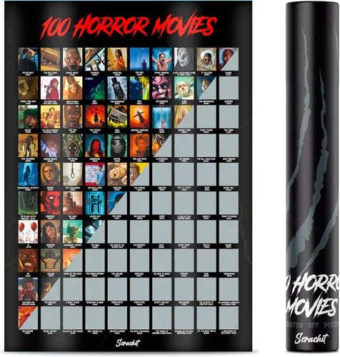 scrachit - Póster para rascar las 100 películas de terror - Para fanáticos del terror incondicionales - Grandes regalos de películas de miedo para