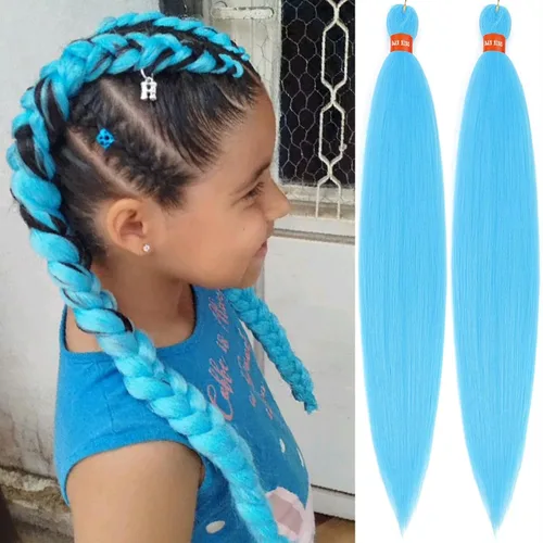 Miniatura 59 de Cabello trenzado preestirado ombré, extensiones de cabello trenzado sedoso, sin picazón, trenzas de cabello trenzado de ganchillo con textura Yaki