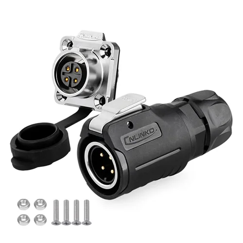 Miniatura 13 de CNLINKO Conector de cable eléctrico para exteriores M16 de 2 pines, resistente a la vibración IP67/IP65, para panel de enchufe industrial