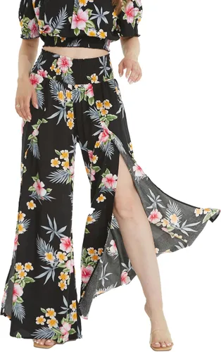 Miniatura 2 de Camisa hawaiana Luau para parejas a juego o pantalones de pierna ancha en hibisco negro