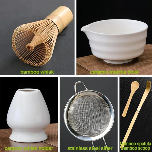 Miniatura 5 de Juego de batidor de matcha con cuenco matcha, batidor de bambú matcha, cuchara, tamizador, soporte para batidor de matcha, regalos únicos
