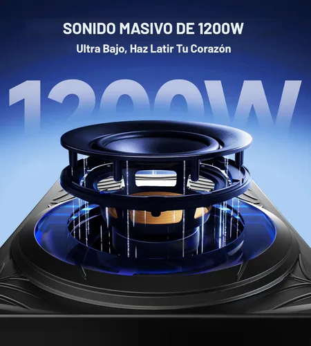 Miniatura 2 de Subwoofer de 1200W, paquete de subwoofer y amplificador delgado para debajo del asiento del automóvil con luz ambiental, control individual