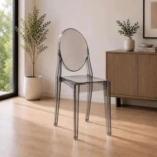 2xhome - Victoria Style Ghost - Silla auxiliar de acrílico transparente (humo), individual, juego de 1