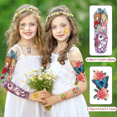 Miniatura 4 de 52 tatuajes temporales para niños, tatuajes falsos de manga completa, dinosaurio, monstruo, coche, planeta, araña, tiburón, para niño, princesa