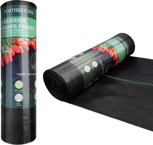Miniatura 8 de Barrera de tela resistente de 1.4 x 100 pies, tela de barrera de malezas de jardín de permi, tela resistente y permeable para control de malezas