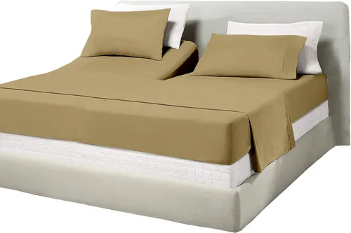Miniatura 12 de Juego de sábanas de algodón de 600 hilos tamaño Queen dividido para base de cama ajustable, juego de sábanas de 4 piezas con bolsillo profundo