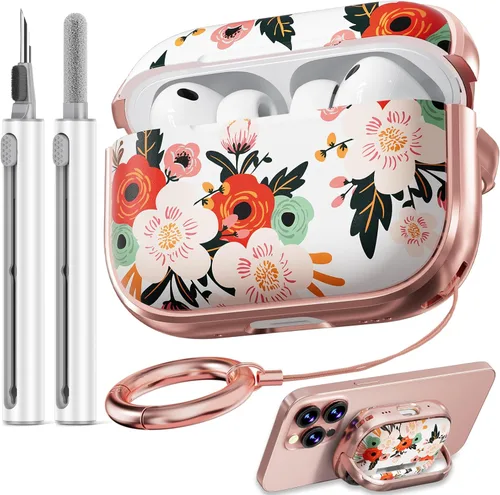 Miniatura 58 de Inesore Funda para AirPods Pro 3 2025 con cerradura, funda transparente floral para mujeres, compatible con Apple Airpods Pro de 3ª