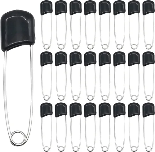 Paquete de 50 pasadores de pañales con cerradura, pasadores de plástico de seguridad reutilizables para proyectos de cuidado del bebé (negro)