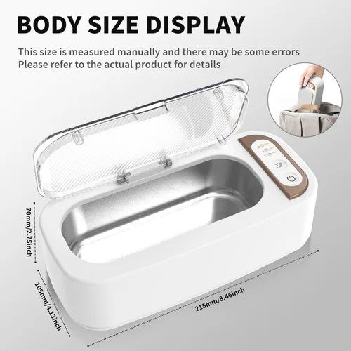 Miniatura 3 de Limpiador ultrasónico, limpiador ultrasónico profesional recargable de 48 KHz con temporizador digital, máquina ultrasónica de joyería