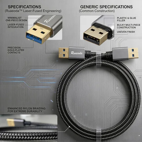 Miniatura 2 de Cable USB a USB de 3 pies, USB 3.0 Macho a Macho Tipo A a A Cable USB de Doble Lado para Transferencia de Datos, Disco Duro, Laptop, DVD, TV, Hub