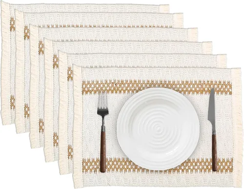 Miniatura 19 de Niviy Caminos de Mesa Bohemios de 120 Pulgadas de Largo Camino de Mesa de Macramé de Granja de Algodón y Lino Tejido Caminos de Mesa para Mesa