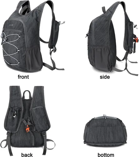 Miniatura 6 de BOVIP Mochila de senderismo de 20L Mochila de senderismo plegable ligera Mochila de viaje pequeño al aire libre Bolsa de hombro plegable Negro