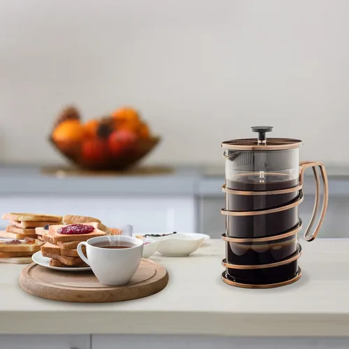 Miniatura 7 de OVENTE Cafetera de prensa francesa de 27 onzas con vidrio de borosilicato resistente al calor, diseño de acero inoxidable y sistema de filtro de 4